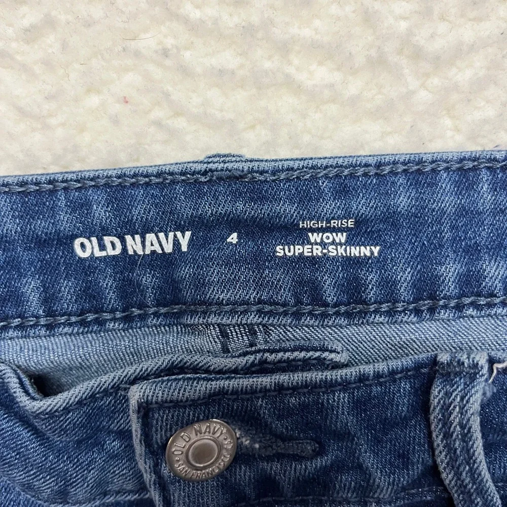 Old Navy‎ Jeans Womens 4 Blue Wow Super Skinny High Rise Stretch Dark Wash Denim